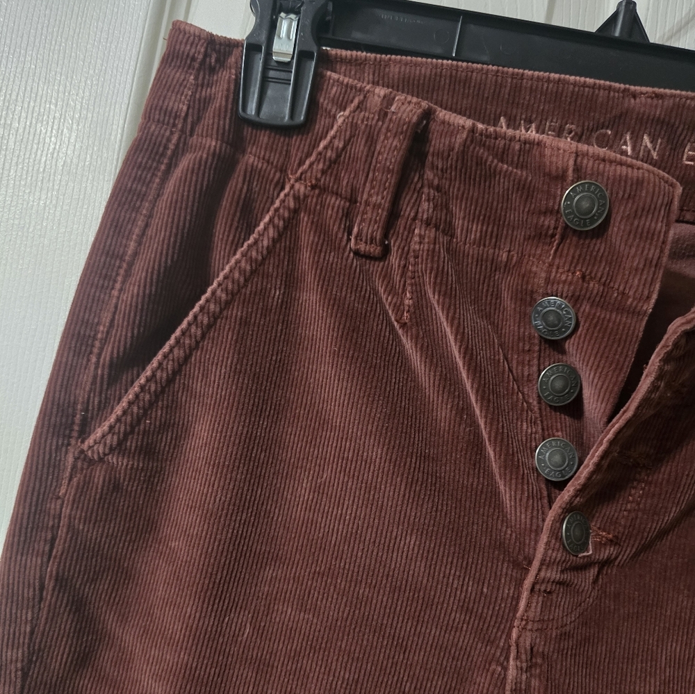 American Eagle Super High Rise Rusty Red Corduroy Flare Pants, Size 4, EUC! - Picture 5 of 13